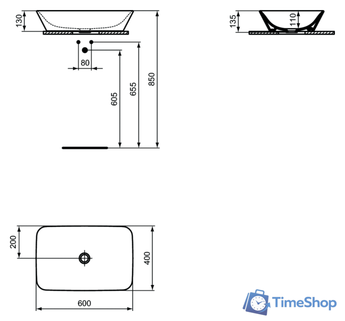 Умывальник Ideal Standard Connect Air 60 E034801 - Изображение №2 — Интернет-магазин Time-Shop