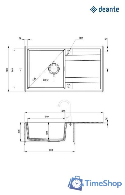 Кухонная мойка Deante ZQE_N113 - Изображение №2 — Интернет-магазин Time-Shop