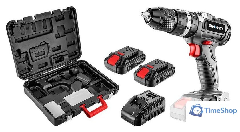 Ударная дрель-шуруповерт GRAPHITE 58G020-SET2 (с 2-мя АКБ, кейс) - Изображение №1 — Интернет-магазин Time-Shop