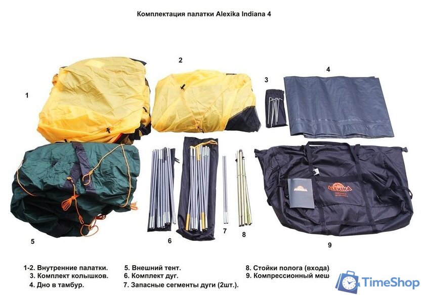 Кемпинговая палатка AlexikA Indiana 4 (зеленый) - Изображение №7 — Интернет-магазин Time-Shop