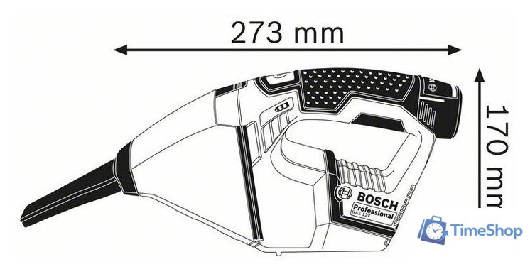 Пылесос Bosch GAS 12V Professional 0 601 9E3 000 (без аккумулятора) - Изображение №3 — Интернет-магазин Time-Shop