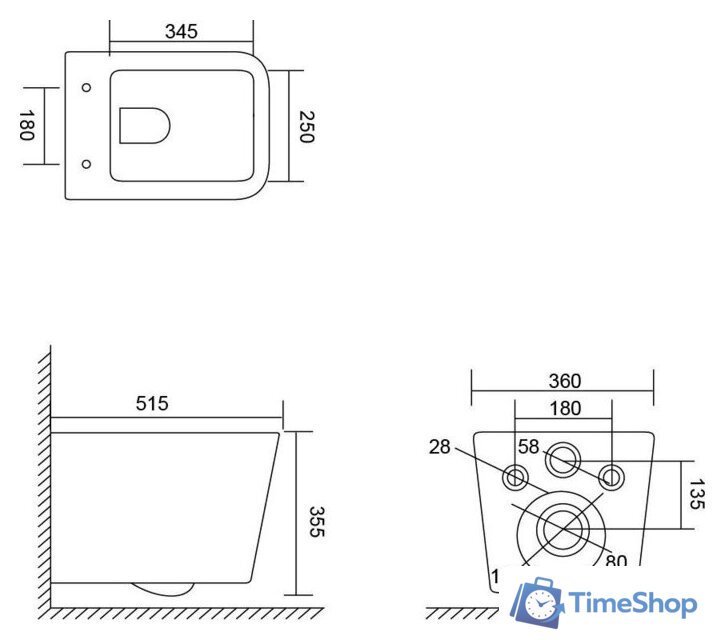 Унитаз подвесной Lauter Square 214903 с кнопкой 219701J (прямоугольная, хром) - Изображение №25 — Интернет-магазин Time-Shop