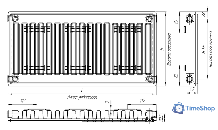 Стальной панельный радиатор Лидея ЛК 11-506 тип 11 500x600 - Изображение №4 — Интернет-магазин Time-Shop