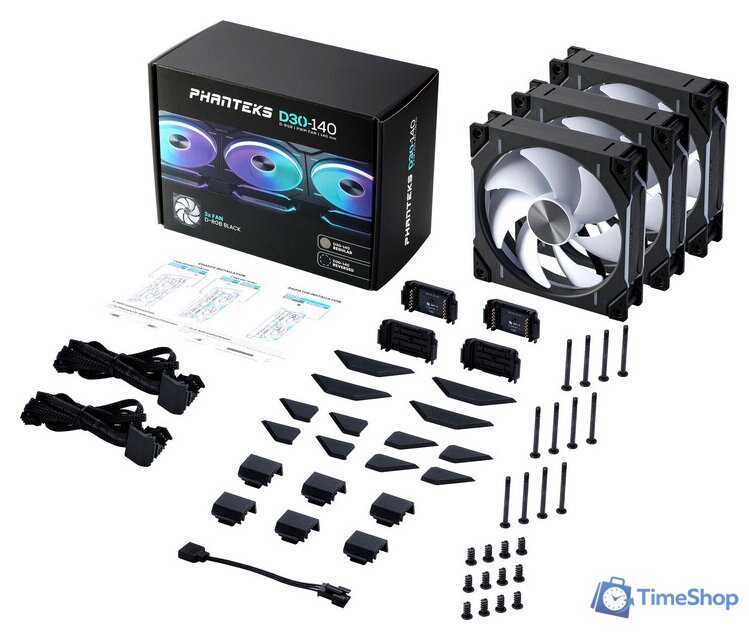 Комплект вентиляторов для корпуса Phanteks D30-140 D-RGB Regular Black Triple PH-F140D30_DRGB_PWM_BK01_3P - Изображение №1 — Интернет-магазин Time-Shop