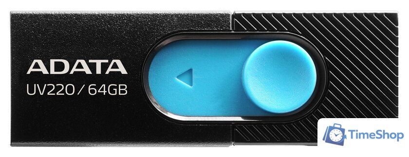 USB Flash ADATA UV220 64GB (черный/голубой) - Изображение №1 — Интернет-магазин Time-Shop