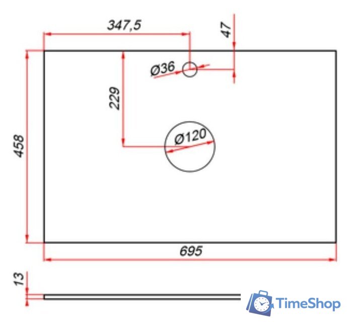  ЗОВ Столешница 13 CKP13W695458C2 (белый) - Изображение №2 — Интернет-магазин Time-Shop