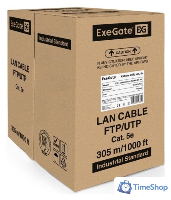 Кабель ExeGate UTP4-C5e-CCA-S24-OUT-PE-BK-305 UTP - Изображение №1 — Интернет-магазин Time-Shop