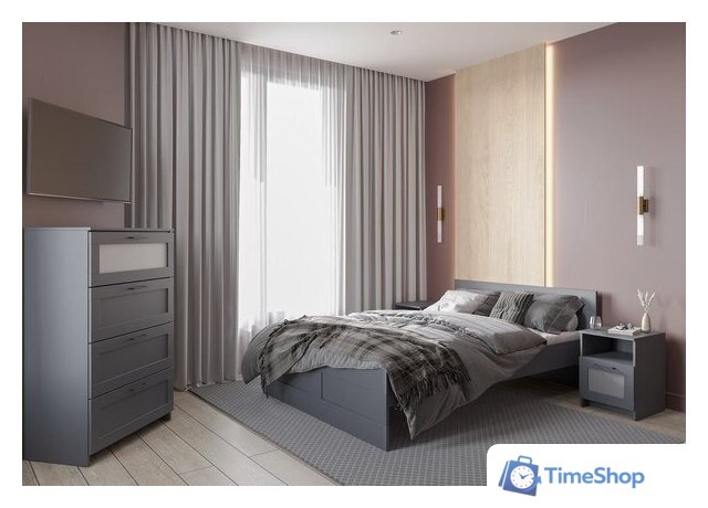 Кровать Mio Tesoro Нави 160x200 2.15.04.060.4 (серый) - Изображение №2 — Интернет-магазин Time-Shop