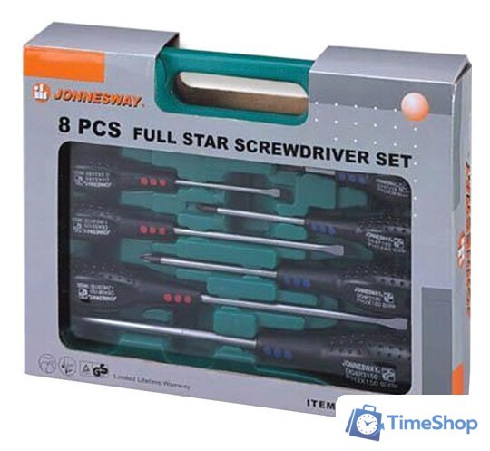 Набор отверток Jonnesway D04PP08S 8 предметов - Изображение №1 — Интернет-магазин Time-Shop