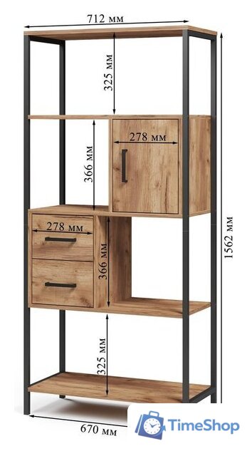 Стеллаж Mio Tesoro Cool Joy Loft (дуб золотой крафт/черный) - Изображение №4 — Интернет-магазин Time-Shop