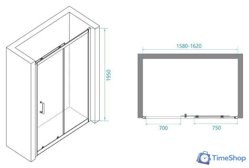Душевая дверь RGW PA-14 B 41081416-14 160 (черный/прозрачное стекло) - Изображение №4 — Интернет-магазин Time-Shop