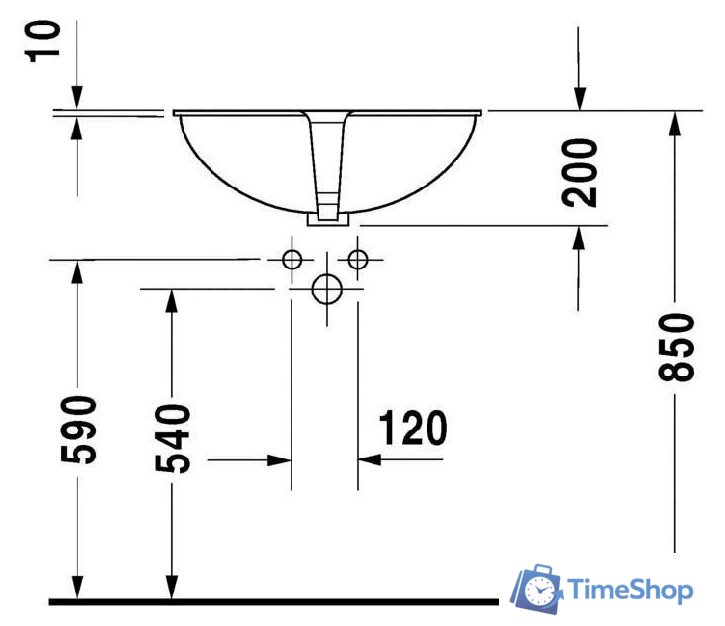 Умывальник Duravit Vero 0466510000 - Изображение №3 — Интернет-магазин Time-Shop