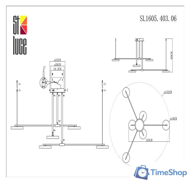 Подвесная люстра ST Luce Farone SL1605.403.06 - Изображение №10 — Интернет-магазин Time-Shop