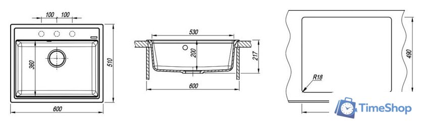 Кухонная мойка Florentina Липси 600 (песочный) - Изображение №4 — Интернет-магазин Time-Shop