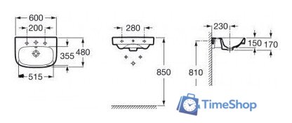 Умывальник Roca Debba 60x48 A325994000 - Изображение №4 — Интернет-магазин Time-Shop