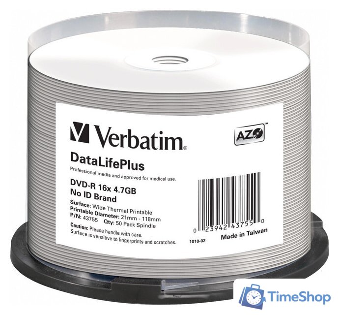 DVD-R диск Verbatim 4.7Gb 16x 43755 (50 шт.) - Изображение №1 — Интернет-магазин Time-Shop