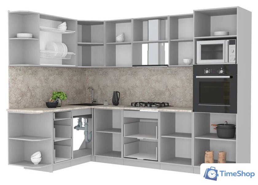 Готовая кухня Интерлиния Мила Лайт 1.68x2.8 левая (бетон/бетон/кастилло темный) - Изображение №2 — Интернет-магазин Time-Shop