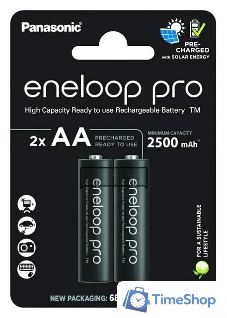 Аккумулятор Panasonic Eneloop Pro AA BK-3HCDE/2CP (2 шт) - Изображение №1 — Интернет-магазин Time-Shop
