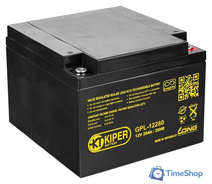 Аккумулятор для ИБП Kiper GPL-12280 (12В/28 А·ч) - Изображение №1 — Интернет-магазин Time-Shop