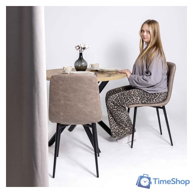 Стул Алвест AV 406-N (песочная замша Kiprus 03/черный) - Изображение №2 — Интернет-магазин Time-Shop