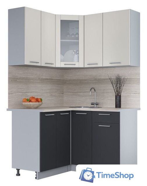 Готовая кухня Интерлиния Мила 12x13 (персидский жемчуг-антрацит-травертин серый) - Изображение №1 — Интернет-магазин Time-Shop