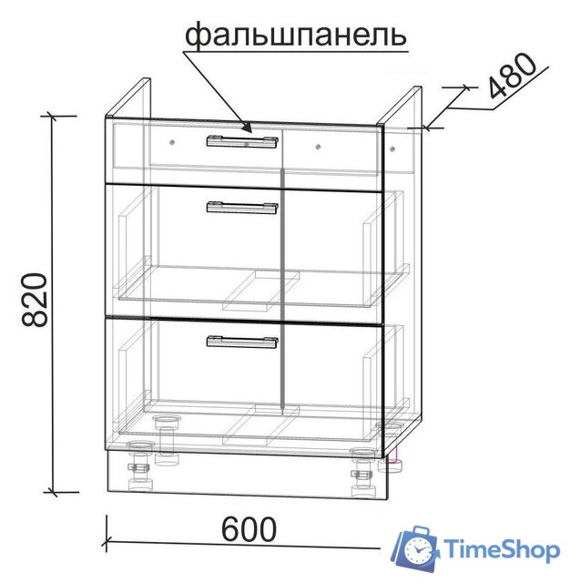 Шкаф напольный Интерлиния Компо НШ60ВП (бетон портленд) - Изображение №2 — Интернет-магазин Time-Shop