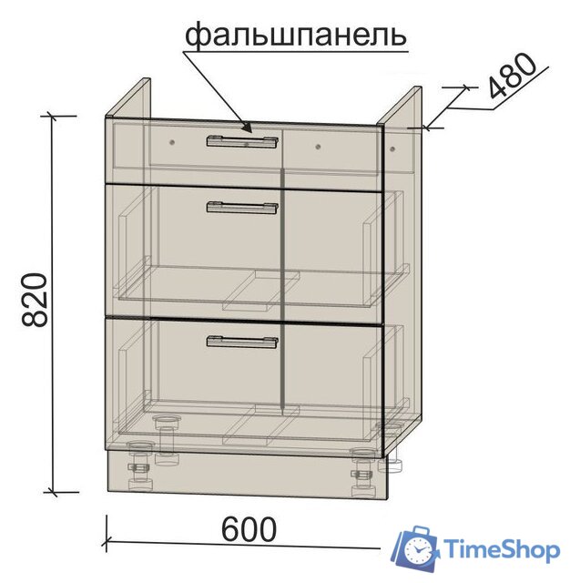 Шкаф напольный Интерлиния Компо НШ60ВП (бетон портленд) - Изображение №3 — Интернет-магазин Time-Shop