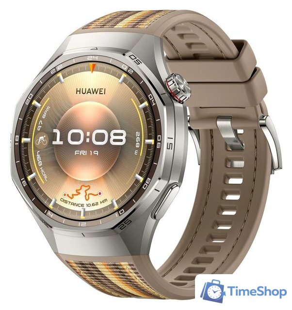 Умные часы Huawei Watch GT 6 Pro 46 мм (серебристый, с коричневым плетеным ремешком, международная версия) - Изображение №1 — Интернет-магазин Time-Shop