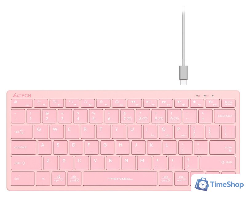 Клавиатура A4Tech Fstyler FBX51C (розовый) - Изображение №2 — Интернет-магазин Time-Shop