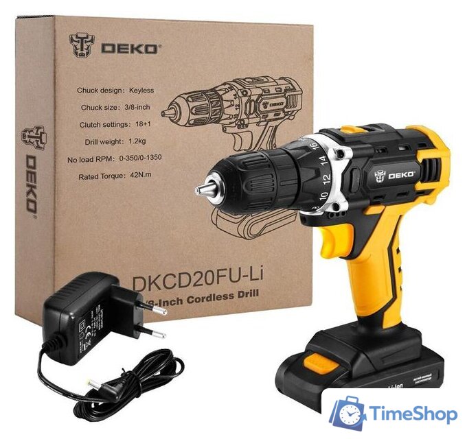 Дрель-шуруповерт Deko DKCD20FU-Li 063-4102 (с 1-им АКБ) - Изображение №2 — Интернет-магазин Time-Shop
