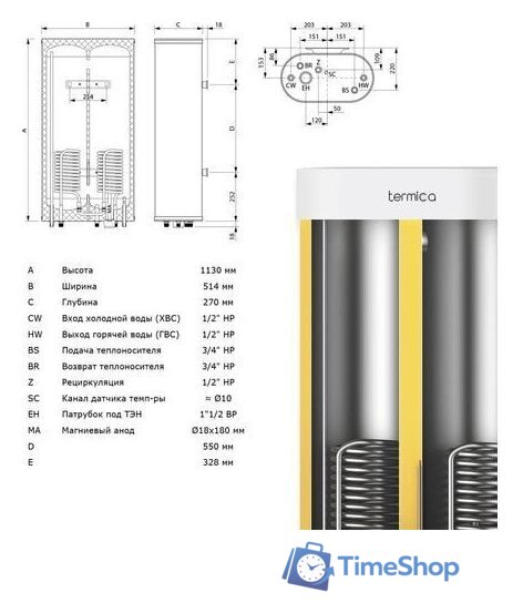 Бойлер косвенного нагрева Termica Amet 100 SX - Изображение №5 — Интернет-магазин Time-Shop