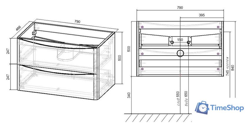  Vincea Тумба под умывальник Paola 80 VMC-2P800GW - Изображение №4 — Интернет-магазин Time-Shop