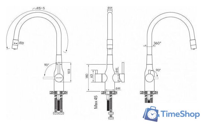 Смеситель Paulmark Salix Sa213419-NI (черный/никель) - Изображение №4 — Интернет-магазин Time-Shop