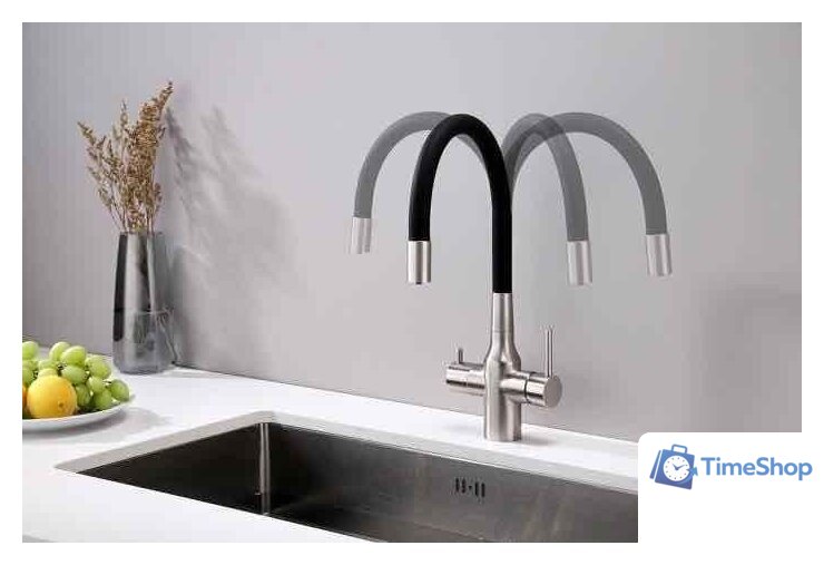 Смеситель Paulmark Salix Sa213419-NI (черный/никель) - Изображение №3 — Интернет-магазин Time-Shop