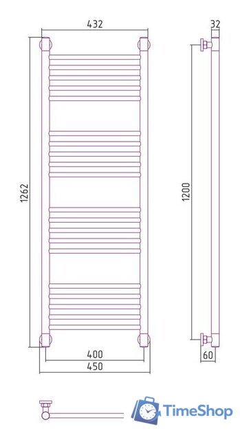 Полотенцесушитель Сунержа Богема+ прямая 1200х400 31-0220-1240 - Изображение №3 — Интернет-магазин Time-Shop
