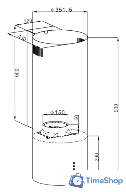 Кухонная вытяжка MAUNFELD Lee Wall 35 (черный) - Изображение №2 — Интернет-магазин Time-Shop
