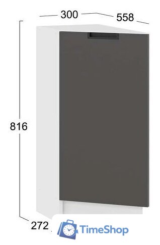 Шкаф напольный Трия Гренада торцевой с одной дверью 1Н3Т (белый/холст вулкан) - Изображение №3 — Интернет-магазин Time-Shop