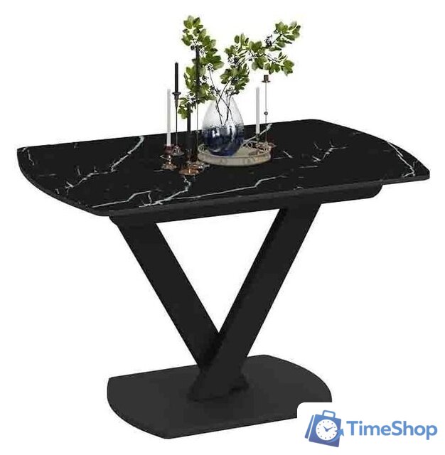 Кухонный стол Трия Салерно Тип 1 (черный муар/стекло черный мрамор) - Изображение №1 — Интернет-магазин Time-Shop