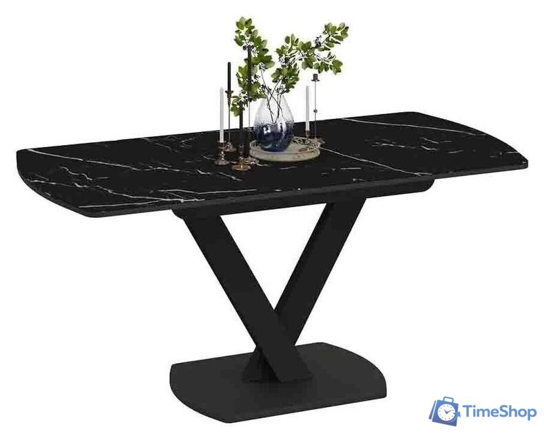Кухонный стол Трия Салерно Тип 1 (черный муар/стекло черный мрамор) - Изображение №2 — Интернет-магазин Time-Shop