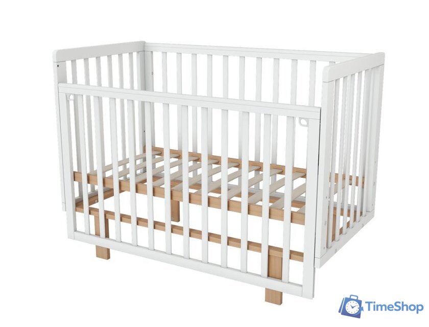 Классическая детская кроватка Incanto PAPI с автоспинкой и маятником KR-0176/60 (белый/бук) - Изображение №7 — Интернет-магазин Time-Shop