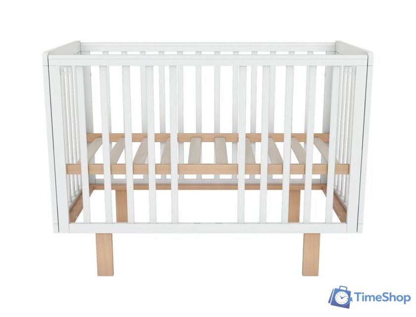 Классическая детская кроватка Incanto PAPI с автоспинкой и маятником KR-0176/60 (белый/бук) - Изображение №2 — Интернет-магазин Time-Shop
