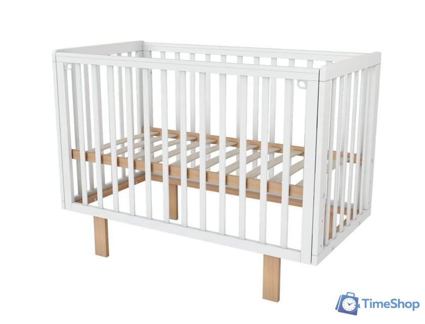 Классическая детская кроватка Incanto PAPI с автоспинкой и маятником KR-0176/60 (белый/бук) - Изображение №6 — Интернет-магазин Time-Shop