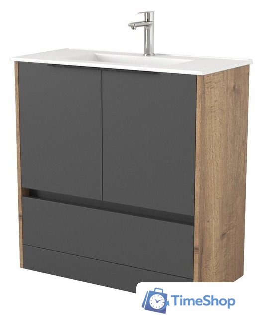  Дабер Тумба под умывальник 017 WeltWasser Deilbach 7517-80 Т17.8W.0.22Ч (дуб галифакс/серый/ручка черная) - Изображение №1 — Интернет-магазин Time-Shop