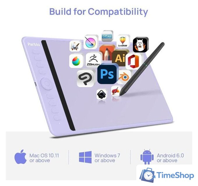 Графический планшет Parblo Intangbo M (сиреневый) - Изображение №5 — Интернет-магазин Time-Shop