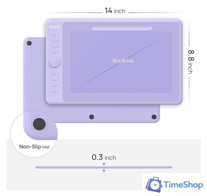 Графический планшет Parblo Intangbo M (сиреневый) - Изображение №3 — Интернет-магазин Time-Shop