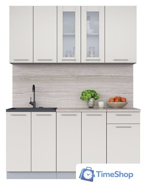 Готовая кухня Интерлиния Мила 16-60 (персидский жемчуг/персидский жемчуг/травертин серый) - Изображение №1 — Интернет-магазин Time-Shop