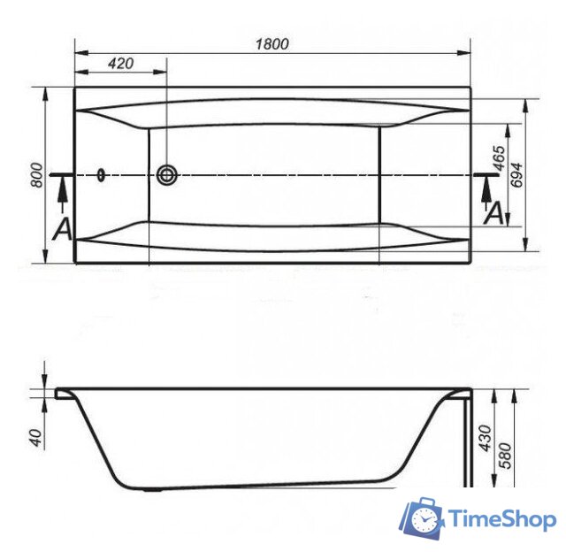 Ванна Cersanit Virgo 180x80 (с каркасом) - Изображение №5 — Интернет-магазин Time-Shop