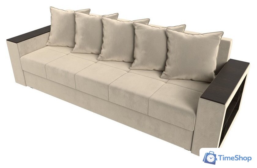 Диван Лига диванов Дубай Лайт полки справа 114346 (микровельвет бежевый) - Изображение №4 — Интернет-магазин Time-Shop