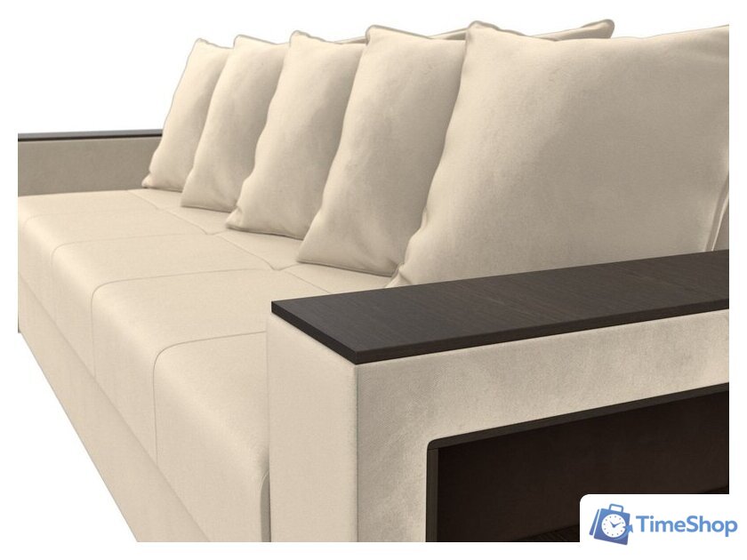 Диван Лига диванов Дубай Лайт полки справа 114346 (микровельвет бежевый) - Изображение №5 — Интернет-магазин Time-Shop