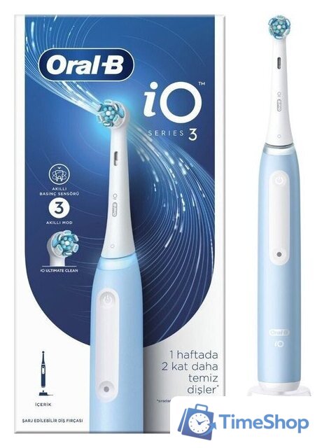 Электрическая зубная щетка Oral-B iO 3 (ледяной синий) - Изображение №1 — Интернет-магазин Time-Shop